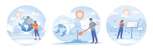 Sustainable practices and renewable energy highlighting environmental conservation efforts. vector