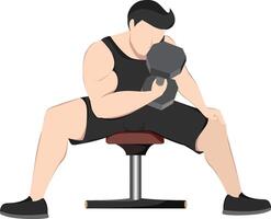 Person Exercising with Dumbbell Curl with arm day workout. isolated and illustration. vector