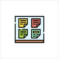 A colorful icon of a desk with papers on it vector