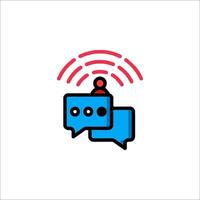 A person is sitting in a chat box with a phone icon vector