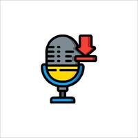 A microphone with an arrow pointing down vector
