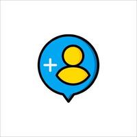 A blue and yellow icon with a person in it vector