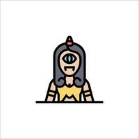 A woman with a blue eye is sitting at a table vector