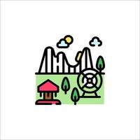 A line drawing of a roller coaster and a house vector