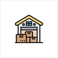 A moving house icon with boxes and a window vector