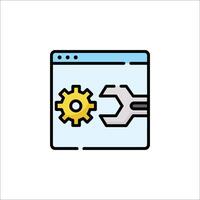 A wren and gear icon on a computer screen vector