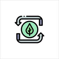 A green leaf icon with a green arrow vector