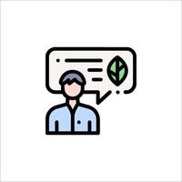 A man is talking to a leaf icon vector
