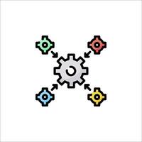 A pixel icon of a gearwheel with four different colors vector
