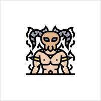 A man with horns on his head and a sword vector