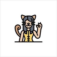 A cartoon cat with a hand up and a smile vector