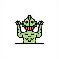 A green monster with a red face and hands vector