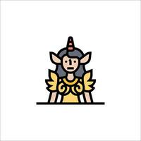 A cartoon unicorn with horns and a crown vector