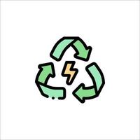A recycling symbol with a lightning bolt vector