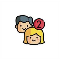A cartoon couple with a number two on their heads vector