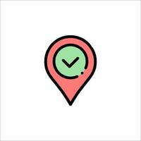 A map marker with a check mark on it vector