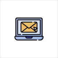 Email icon on laptop computer illustration vector