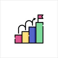 A colorful bar chart with arrows pointing up vector