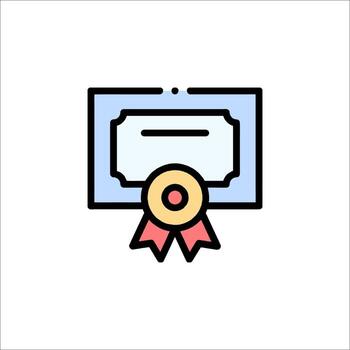 A certificate icon with a ribbon and a certificate vector