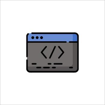 A computer screen with a code symbol on it vector