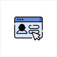 A mouse cursor is pointing at a computer screen with a person's face vector