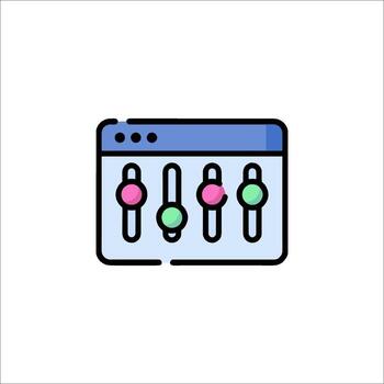 A computer with a mixer icon vector