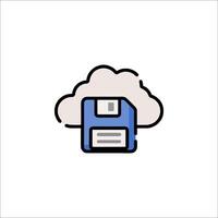 A floppy disk icon with a cloud in the background vector