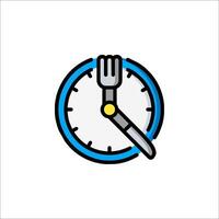 A clock with fork and knife icon vector
