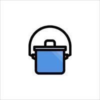 A blue pot with a handle on it vector