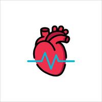 Heartbeat icon with a red heart vector