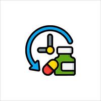 A clock and pills in a circle vector