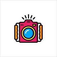 A camera icon with a light coming from it vector