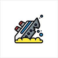 A ship sinking icon with a boat on top vector