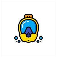 A yellow diving mask with blue bubbles vector