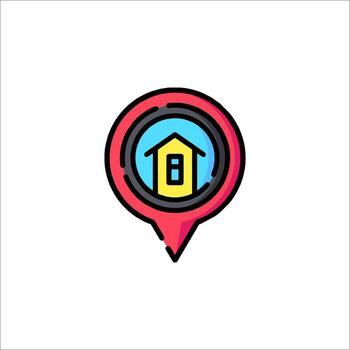 A house icon on a map pointer vector