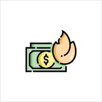 Money burning dollar icon illustration vector