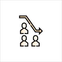 A line icon of people and an arrow pointing upward vector