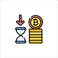 Bitcoin and hourglass icon vector