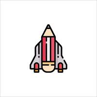 A pencil icon with a rocket on top vector