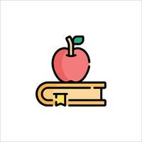 An apple on top of a book icon vector