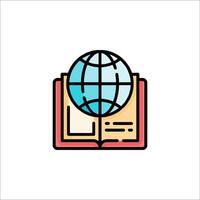 An open book with a globe on top vector