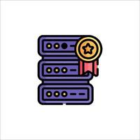 A server with a star and a ribbon icon vector