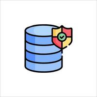 A stack of data with a shield on top vector