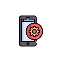 A smartphone with a gear wheel on it vector