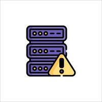 A server with a yellow caution symbol vector