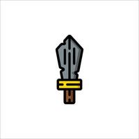 A knife with a yellow handle on a white background vector