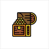 A wooden chest with a coin in it vector