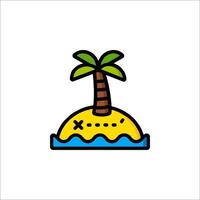A palm tree on an island icon vector