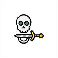A skull and a sword icon vector
