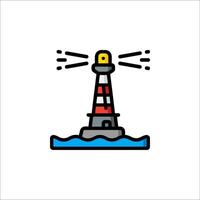 A lighthouse icon with a light shining on it vector